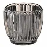 Viana Windlicht aus Glas Grau Retro Ø7cm H7cm Set 6 St - Kerzenhalter Herbst Winter Deko