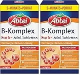 Abtei B-Komplex Forte – Für Energie, Nerven und Leistung – Hochdosiert, Vegan, Glutenfrei – Vorratspackung – 150 Mini-Tabletten für 5 Monate (Packung mit 2)