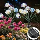 Qoosea 2 Stück Solarlampen für Außen, Rosenblüte LED Solarleuchten mit Breiterem Wasserdichte Solarpanel für Garten Dekoration, Solarlichter für Balkon Bereich, Terrasse, Gehweg, Hof, Beleuchtung