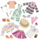 Glitter Girls 3er Set Deluxe Puppenkleidung 36 cm Puppen Outfit – Rock, Jacke, Morgenmantel, Latzhosen, Accessoires – Zubehör für Puppen, Spielzeug ab 3 Jahren