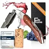 flixhome® - Premium Kellnermesser aus Edelstahl und edlem Holzgriff - Profi Korkenzieher, Weinflaschenöffner, Weinöffner Sommeliers, Gastronomie, Privatgebrauch inkl. Flaschenöffner & Folienschneider