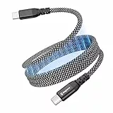 Magtame magnetisches USB C Kabel, elastisches gewickeltes C-zu-C- Ladekabel 60W (3A), 1M/3.3FT einziehbares USBC-Kabel, Nylon geflochtene Typ C Schnellladekabel kompatibel mit i-Phone 16, für Samsung