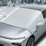 CHWNIBAY Frontscheibenabdeckung, Windschutzscheibenabdeckung, Autoabdeckung Winter, Scheibenabdeckung, mit Spiegelabdeckungen, gegen Schnee, EIS, Frost, Sonne, UV, Universalgröße für alle SUV, Auto
