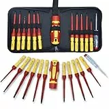 CCLIFE 13 tlg VDE Isolierter Schraubendreher mit Wechselklingen-Satz Magnetische Schraubenzieher 1000V inkl. Spannungsprüfer Schlitz & PH & PZ & Torx Set