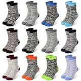 ZERULETS Kinder Jungen Mädchen Socken Baumwolle Sneaker Socken Kinder Crew Schulsocken Jungen Gestreifte Sportscoken 12 Paare 20-23 23-27 31-34 35-38 für 7-10 Jahre