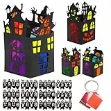 DKINY 12 Stück Halloween Spukhaus Bastelset Kinder Geisterhaus Papierbastelset DIY Halloween Laternen zum Basteln Spukhaus Papierlaternen Kreativset Geschenk für Junge Mädchen Halloween