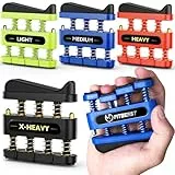 FitBeast Fingerkrafttrainer, Fingerübungsgerät zur Verbesserung der Geschicklichkeit und Kraft den Fingern – Griffkrafttrainer für Musiker Kletterer (4-teiliges Set: Grün, Blau, Rot, Schwarz)