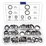 YIXISI 80 Stücke 8 Größen M6 / M8 / M10 / M12 / M14 / M16 / M18 / M20 Bonded Seal Dichtring Kit, Metallgummidichtungs-Ölring, für Zentral-Hydraulik, Servolenkung