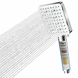 Cobbe Duschkopf mit Filter für hartes Wasser, Hochdruck Handbrause, Quadratischer Duschbrause mit 20-Stufen Filter, 6 Strahlarten, entfernt Chlor & Schwermetalle, Chrom