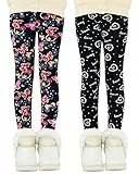 Domee Mädchen Leggings Gefüttert Thermoleggings Winter Warme Hosen 2er-Pack Schmetterlingsdruck 116-122 (Herstellergröße 120)