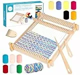 Homewit Webrahmen, 24 X 28 cm Hochwertiger Holz Webstuhl Set für webstuhl für Erwachsene und Anfänger, Enthält Genug Reichlich Garn zum Stricken
