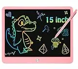 Bunte LCD Schreibtafel Kinder 15 Zoll, Maltafel Zaubertafel Writing Tablet Ektronischer Grafiktablet 3-12 jährige mädchen Jungen kinder Spielzeug Geschenke (Rosa)