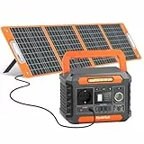 FlashFish 144.3Wh Tragbare Powerstation mit Solarpanel 100W, 200W Solar Generator mit 230V AC/DC/USB/Typ C/LED-Lichter, Stromgenerator Akku für Camping, Reise, Unterwegs, Notstrom