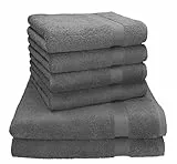 Betz Premium Handtuch-Set - 6 teiliges Handtücher-Set - 2X Duschtücher - 4X Handtücher - 50x100 cm - anthrazit