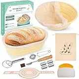 Brotgärkorb -Set- aus Silikon (23cm rund & 25cm oval) – Sauerteig-Gärkorb (inkl. Teigschaber, Rostmesser, Gärtuch & mehr) – faltbar, hygienisch & perfekt für Brotback-Anfänger & Profis (10PS)