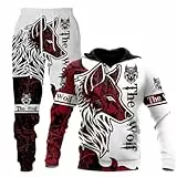 LEXAHO Unisex 3D Wolf Druck Hoodie Herren Jogginganzug Unisex Sweatshirts Hoody + Hose Sets S-6XL (Hoodie1,2XL)