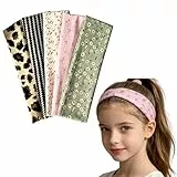 5 Stück Mädchen Stirnband, Elastisch Breites Haarband für Damen, Freizeit Atmungsaktiv, angenehm zu tragen, Baumwollig Sport Headwrap für Mädchen, Schule, Spielplatz & Alltag