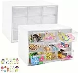 LANSKYLAN 2er-Pack Bastelbox Aufbewahrung Schublade Sortierkasten Desktop Schublade Organizer mit 9 Mini Schubladen Aufbewahrungsbox 18x12x10cm Kleinteilemagazin schubladen Weiß für Bürobedarf Zubehör