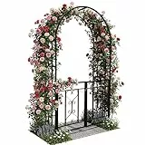 Relaxdays Rosenbogen Metall, Rundbogen mit Tor, HxBxT: 206 x 114 x 50 cm, Rankbogen mit Doppeltür, romantisch, schwarz