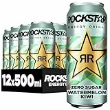 Rockstar Energy Drink Watermelon Kiwi Geschmack - Zero Sugar - Koffeinhaltiges Erfrischungsgetränk ohne Zucker für den Energie Kick, EINWEG (12 x 500ml) (Verpackungsdesign kann abweichen)