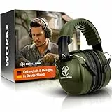 Schallwerk ® Work+ | Arbeit Gehörschutz – Größenverstellbare Hörschutz Ohrenschützer, Hochwertige Lärmschutz Kopfhörer – Kapselgehörschutz für Arbeit und Alltag (Olive Green)