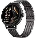 TOOBUR Smartwatch Damen Klein, 37mm AMOLED-Display Schrittzähler Uhr Rund, Smart Watch Android und iOS Kompatibel, Fitness Uhr mit Herzfrequenz- und Kalorienmonitor, Schwarz