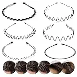 6 Stück Metallische Wellen Haarbänder, Elastische Stirnbänder für Frauen und Männer, Sportliche Kopfband Unisex, Dünnes Haarband für Outdoor, Yoga und Alltag