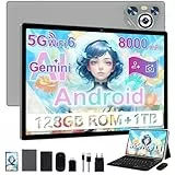 2025 Newest Tablet 10 Pulgadas Android 14, 22(6+16)GB+128GB ROM/TF 2TB, 8000mAh, Control Parental, 8-Cores, GPS, Face ID, Widevine L1, BT5.0, 8MP+5MP, WIFI 6, Tablet con Funda Teclado+Ratón-Gris