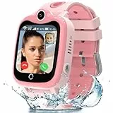 4G Smartwatch Kinder, Kinder Smartwatch mit GPS und Telefon, HD Videoanruf, SOS, Schulmodus, Spiel, Wecker, Smart Watch mit SIM, Wasserdicht Kinderuhr Handy Geschenk für Jungen Mädchen Student, Pink