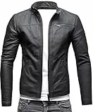 Crone Epic Herren Lederjacke Cleane Basic Leder Jacke in vielen Varianten und Farben (DE/NL/SE/PL, Alphanumerisch, XL, Regular, Regular, Matt Schwarz (Schafsleder))