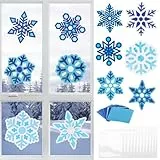 MONCAP 12 STK Schneeflocke Basteln Kinder Schneeflocke Deko Bastelset Schneeflocke Papierbastelset Kreativset Weihnachten Fensterbilder Handwerk für Mädchen Jungen Winter Party Geschenk Weihnachtsdeko