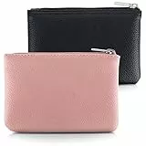 simarro 2 Stück Kleines Portemonnaie Damen, Leder Mini Geldbörse Klein Portemonnaie Coin Purse Münzgeldbörse Münzbeutel Schlüsseletui Woman Wallet Mini Geldbeutel für Damen (schwarz rosa)