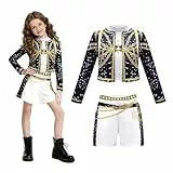 JIASHA K-p0p Dem0n Hunters Kostüm Kinder, 3Pcs K-p0p Dem0n Hunter Kostüm mit Weste, Jacke und Shorts, R-umi Cosplay Kostüme, Weihnachten Party Karneval Outfits für Mädchen (150)