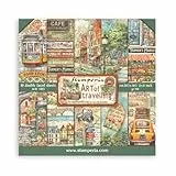 Stamperia - Scrapbook Paper Pad for Scrapbooking, Albums, Card Making, Bullet Journals, and More, Acid Free, Double-Sided, Perfect for Hobbies, Crafts, and Gifting (Art of Travelling) (20.3 x 20.3cm)