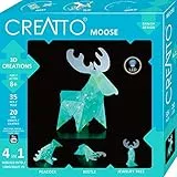 Thames & Kosmos 3478 CREATTO Elch 3D-Leuchtfiguren entwerfen, 3D-Puzzle für Elch, Pfau, Käfer, Schmuckbaum, kreative Zimmer-Deko, 36 Steckteile, 20-tlg LED-Lichterkette