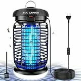 WUEAOA Insektenvernichter elektrisch LED-Beleuchtung 3m Kabel, 4200V 15W UV Mückenlampe, Fliegenfalle elektrisch mückenfalle für Innen Außen, IPX4, Anti Mücken, Fliegen, Motten