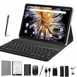 FEONAL 2025 Neueste Tablet 10 Zoll Mit 16GB RAM+128GB ROM(1TB TF), Android Tablet Mit Tastatur Maus Stift-Octa-Core 2.0Ghz | 8000mAh | 1080FHD | 13+8MP | 2,4G/5G WLAN BT 5.0 GPS Tablets PC -Schwarz