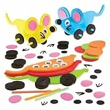 Baker Ross FX596 Maus-Schaumstoff-Schiebe-Sets - Packung mit 5, kreative Bastelsets für Kinder zum Selbermachen