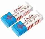 Läufer 69849 Plast Combi 0720 Radierer, für Bleistifte, Buntstifte und für Tinten und Tuschen, Blisterkarte enthält 2 Radiergummis
