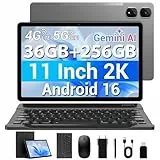 MAXLEGEN Tablet 11 Zoll, Android 16, 2K FHD, 36GB RAM+256GB ROM/1TB TF, 4G LTE Dual SIM+5G WLAN, 2GHz Octa-Core Android 16 Tablet mit 9580mAh, 13MP, GPS, GMS, Tablets mit Tastatur/Stift/Maus/Hülle