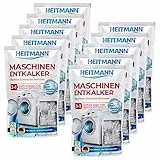 Heitmann Maschinen Entkalker für Waschmaschinen und Geschirrspüler: hochwirksame Entkalkung mit 1 Durchlauf, Reiniger gegen Kalkablagerungen und unangenehme Gerüche 10 x 175g