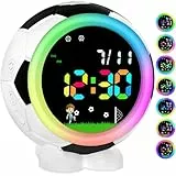Edillas Wecker Kinder Digital Fußball,Farbiges Nachtlicht mit Timer,Dualer Alarm,6 Wecktöne,Snooze,12/24h,Einschulung Geschenk für Jungen Mädchen