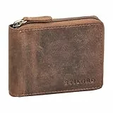 STILORD 'Ernie Wiener Schachtel Geldbörse Leder Portemonnaie Damen Klein Echtleder Münzbörsen Portmonee Herren Brieftasche- Geldbeutel mit Reißverschluss Kleingeldbörse Farbe:mittel - braun