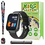 OKYUK 4G Kinder smartwatch, smartwatch Kinder mit GPS und Telefon,Armbanduhr Junge mädchen,mit Video Phone Call, Nachrichten, Schulmodus, SOS-Funktion, Kamera und Schrittzähler (Schwarz)