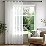 Deconovo Vorhang Transparent mit Ösen Stores Gardinen Wohnzimmer Voile Vorhänge Gardinenschal für Schlafzimmer, 245x200 cm(HöhexBreite), Weiß, 1 Stück