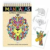 Finoly Mandala Malbuch Kinder Enstpannung und Stressabbau | Mandala Malbuch Tiere | Tier Mandala Kinder A4 Format | Mandalas für Kinder Premium Papier | Malblock Mandala Kinder Spiralbindung
