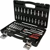 KS Tools 911.0653 1/4 Zoll Steckschlüssel-Satz | inklusive Umschaltknarre, 45-Zahn | matt satiniert | 53-tlg.