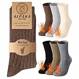 Belloxis 6 Paare Alpaka Socken Damen Thermosocken Herren Damen 39-42 Wollsocken Wandersocken Kuschelsocken Dicke Wintersocken Thermo Socken Warme Wärmesocken Stricksocke Wool Socks