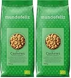 Mundo Feliz Bio-Cashewnüsse, geröstet, gesalzen, 2 x 400 g (Packung mit 2)