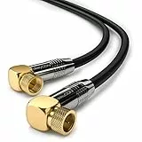 deleyCON 2m SAT Antennenkabel - 4K Ultra-HD Full HD HDTV - Satellitenkabel Koaxialkabel - 2x Gewinkelt - F-Stecker (90° Grad) zu F-Stecker (90° Grad) - Metallstecker - Schwarz